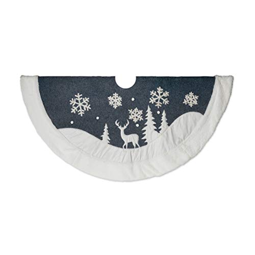 Gerson Christmas Tree Skirt 48" Winter Scene Felted Grey and White