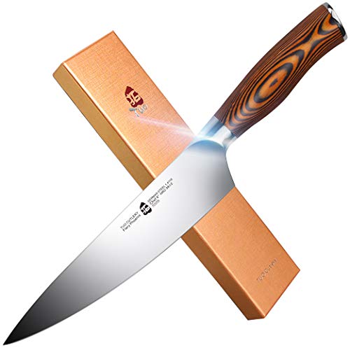 TUO Cutlery Chef Knife Chefs Knife Kitchen Knives Razor Sharp 8 inch High Carbon German Stainless Steel Cutlery Rust Resistant Comfortable Pakkawood Handle Gift Packaging Fiery Phoenix Series
