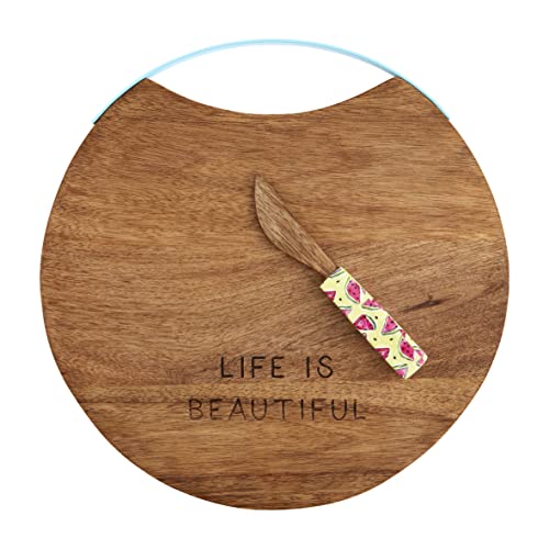 Mud Pie Life Is Beautiful Color Cheese Board Set, 1/2-inch diameter