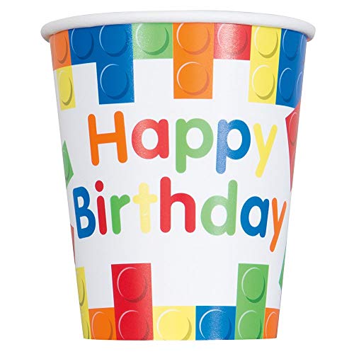 Unique Industries 9oz Building Blocks Birthday Party Cups, 8ct