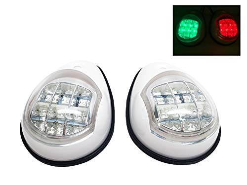 Pactrade Marine Marine Boat White Cover Green Starboard RED Port LED Navigation Light Side Mount