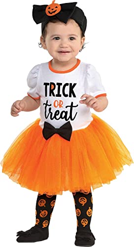 Amscan Halloween Trick-or-Treat Sweetie Dress Kit- One Size For Babies (12-24 Months Old) | Orange, Black and White - 1 Pc