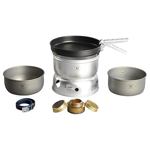 Liberty Mountain Trangia - 25-9 Ultralight Hard Anodized Camping Cookset | Includes: Alcohol Stove, 2 HA Pots, Non-Stick Frypan, Upper & Lower Windshield, Pot Gripper, & Strap