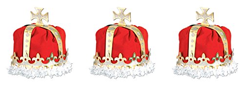 Beistle S66109-RAZ3 King's Crowns, One Size, Red/Gold/Silver/white