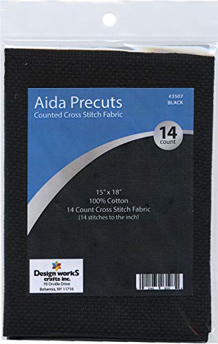 Design Works Crafts 14 Count Pre-Cut Aida Fabric, Black