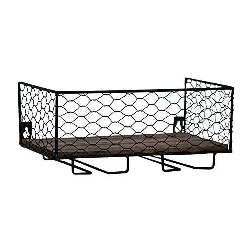 Foreside Home & Garden Black Two Bottle Wire Metal Wall Mount Wine Rack, 10.25 x 6.75 x 4.25