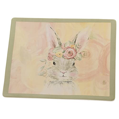 Boston International Serving Plate Easter Ceramic Tableware, 10 x 8-Inches Rectangle, Bunny Flower Crown