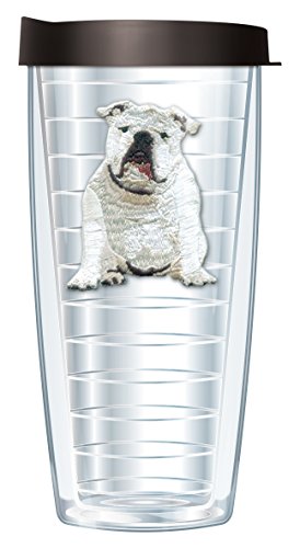 Freeheart Signature Tumblers Bulldog Puppy Dog Emblem on Clear 22 Ounce Double-Walled Travel Tumbler Mug with Black Easy Sip Lid