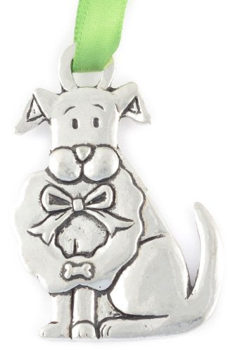 Basic Spirit Dog with Wreath 2-1/2-Inch Pewter Ornament