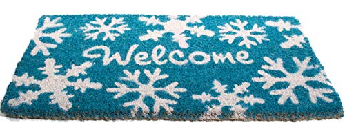 Imports Decor Printed Coir Doormat, Welcome Snowflakes, 18-Inch by 30-Inch