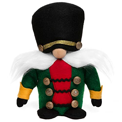 MeraVic Colonel Mccracken Nutcracker Gnome Green & Black with Buttons, Wood Nose, White Mustache, Arms and Feet, 8.5 Inches - Christmas Decoration