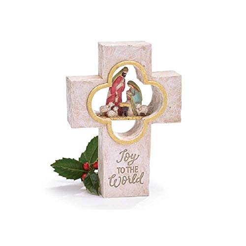 burton + BURTON Nativity Cross Shelf Sitter with Message
