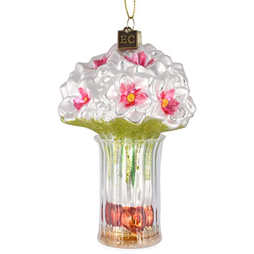 Raz Rosy Red Amaryllis 5 x 3 Glass Decorative Hanging Ornament