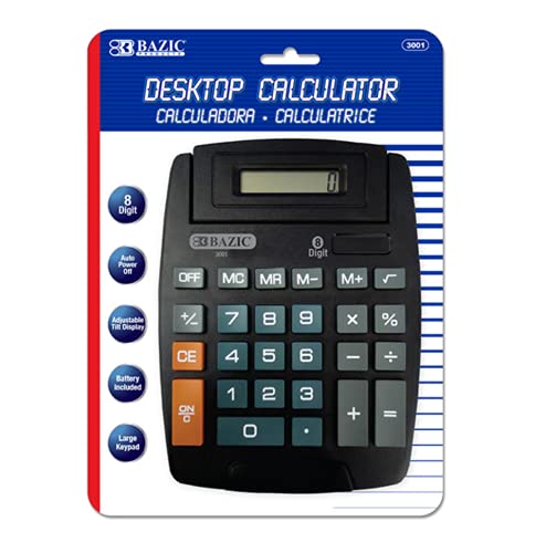 BAZIC 8-Digit Large Desktop Calculator w/Adjustable Display