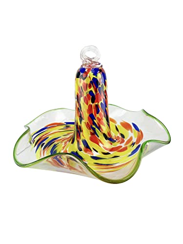 Red Carpet Studios Swirled Glass Hanging Bird Feeder, 10-Inch, Red/Multi