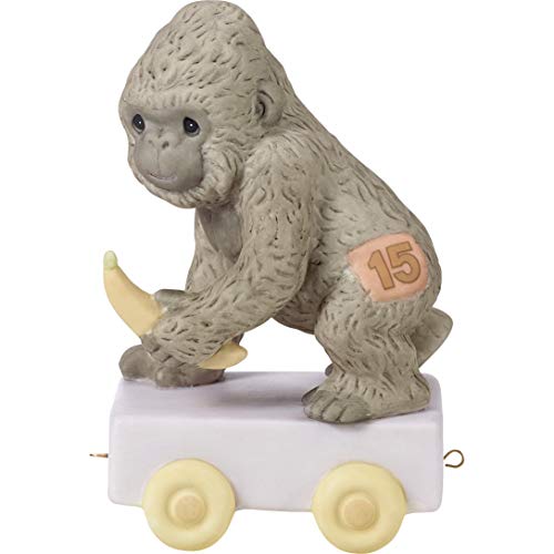Precious Moments, Birthday Gifts, "It's Your Birthday Go Bananas", Birthday Train Age 15, Bisque Porcelain Figurine, #142035