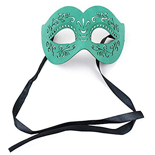 Midwest Design Jade Green Masquerade Leather Half Mask 9 Inch with Satin Ribbon 1Pc