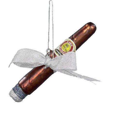 Kurt Adler 5-Inch Noble Gems Glass Cigar with Bow Ornament