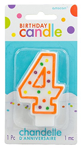 Amscan Number 4 Candle with Polka Dots Party Accessory