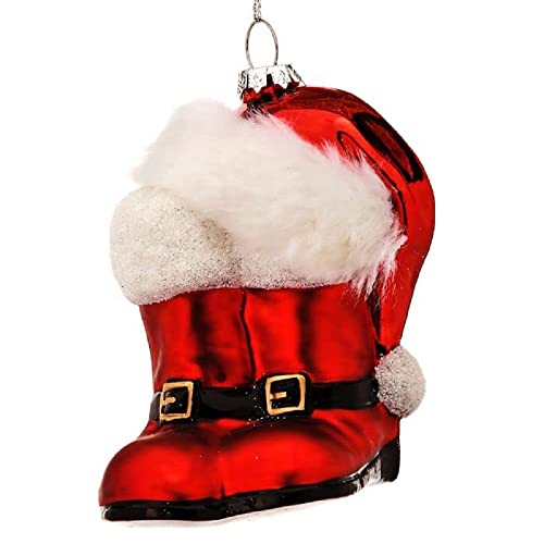 Regency International Santa Boots and Hat Hanging Ornament, 4-inch Length, Red and White