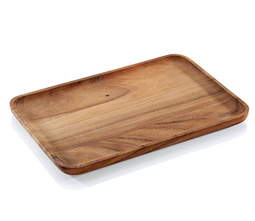 Frieling Zassenhaus Acacia Wood Snack Plate, 14 x 9 Inch, Natural