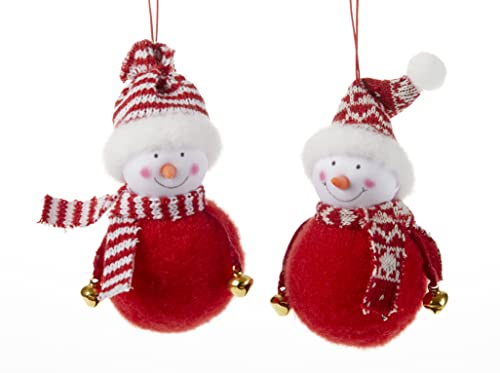 Delton Hanging Red Snowman Ornament, 2 Assortment