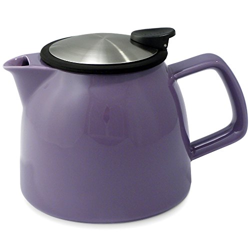 FORLIFE Bell Ceramic Teapot with Basket Infuser, 26-Ounce/770ml, Purple