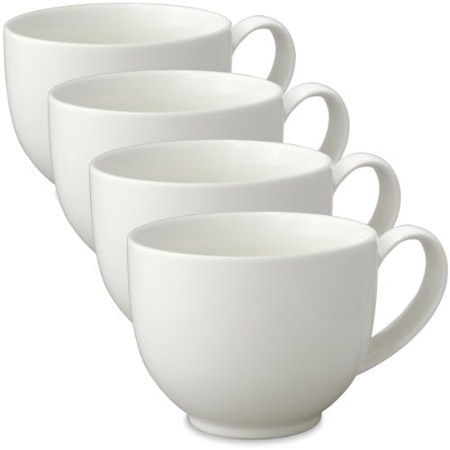 FORLIFE Q Tea Cup with Handle (Set of 4), 10 oz, White