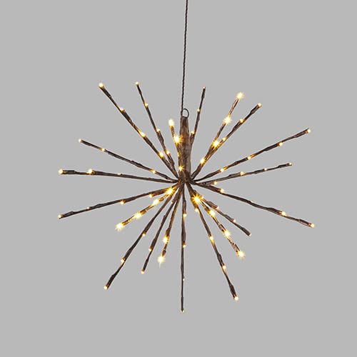 RAZ Imports 2022 Lights 18" Brown Starburst Lights W/80 Warm White Led Lights