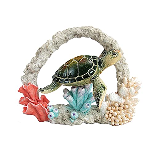 unison gifts YXG-878 7.5 INCH Green Turtle in Coral, Multicolor