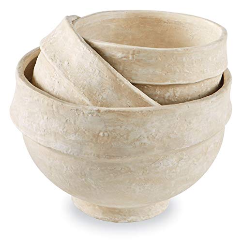 Mud Pie Paper Mache Bowl Set, small 6" x 12" dia | medium 8" x 14" dia | large 10" x 16" dia