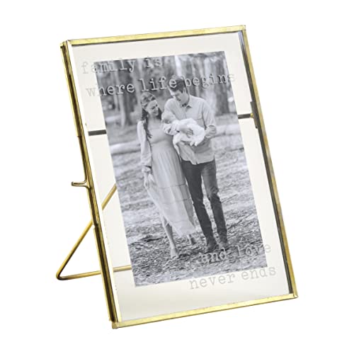 Mud Pie Family Pressed Glass Frame, 7 1/2-inch