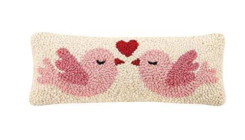 Peking Handicraft 30TG442C05OB Love Birds Blown Filled Hook Pillow, 12-inch Length, Wool and Cotton