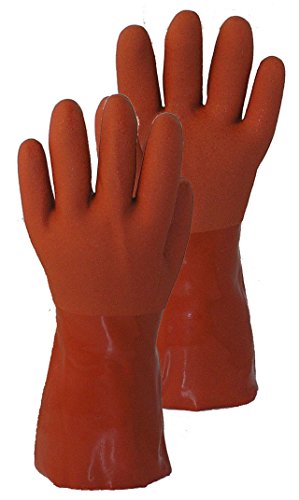 Garden Works Wonder Gloves Seamless 100-Percent Cotton Liner Vinyl Glove, Large, Terra Cotta