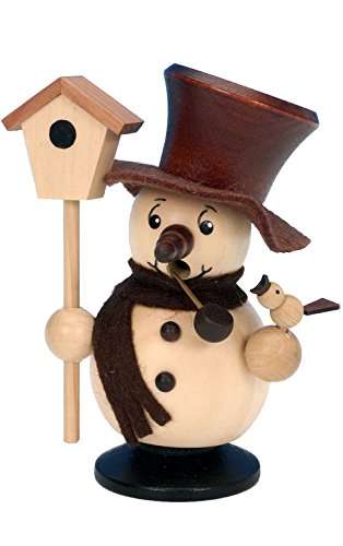 Alexander Taron Importer 35-616 Christian Ulbricht Incense Burner - Snowman with Birdhouse (Natural) - 4" H x 3.25" W x 2.5" D, Brown