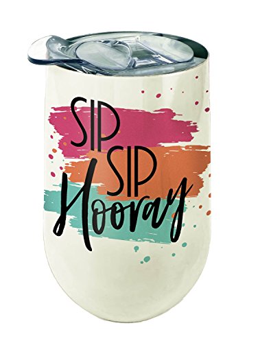 Spoontiques 16941 Sip Hooray Stainless Wine Tumbler, White