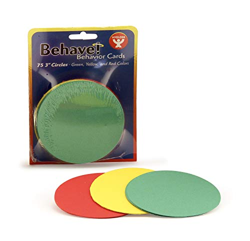 Hygloss Products Behavior Cards - Motivational for Students & Kids - Red, Yellow & Green Incentive Cards for Classroom - Early Childhood Education Material - Pocket Chart Cards - 3‚Äù Circles - Pack of 75 (43035)