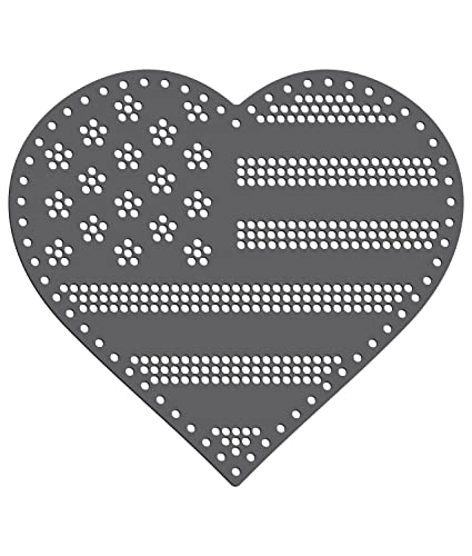 Rhinestone Genie American Flag Heart 8"-1 Color Magnetic Rhinestone Template, Black