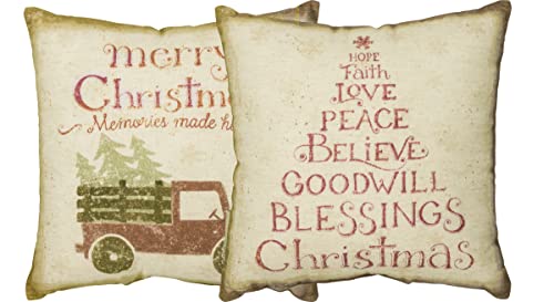 Small Primitives by Kathy Reversible Merry Christmas Memories Made Here Pillow 12" Square