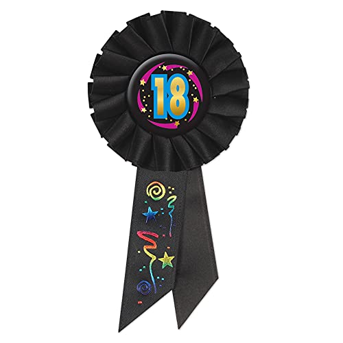 Beistle SRS518F 18 with Stars Fabric Rosette, Black