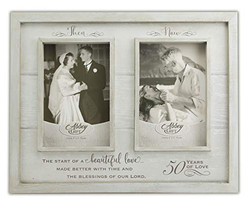 Cathedral Art Abbey Gift Then & Now 50Th Anniversary Wood Frame, 12" x 9.5", Multicolor