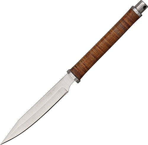 Blue Ridge Knives Rough Rider Slim Design Fixed Blade Knife,3.25in,Stainless Blade,Stacked Leather Handle