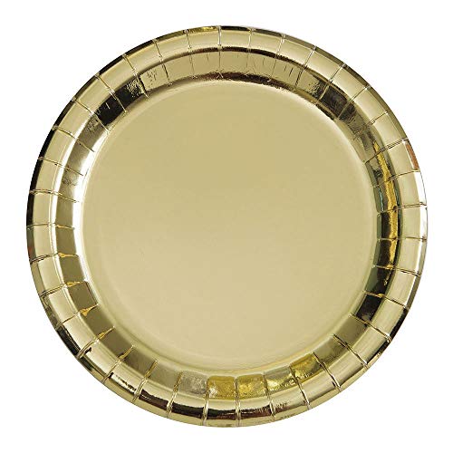 Unique Industries, Paper Plates, 8 Pieces - Foil Gold