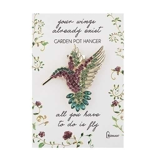 Roman Hummingbird Garden Pot Hanger, 3-inch Height, Outdoor Decoration