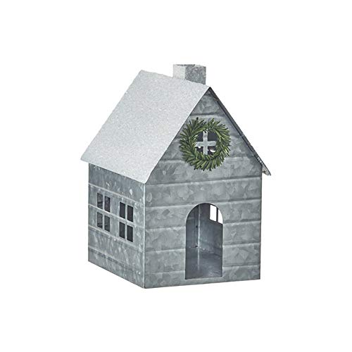 RAZ Imports 2021 Holiday Homestead 8.5" Snowy Roof Galvanized House Figurine
