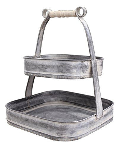 Park Hill Collection 12" x 9.5" Distressed Metal Two-Tiered Square Display Stand