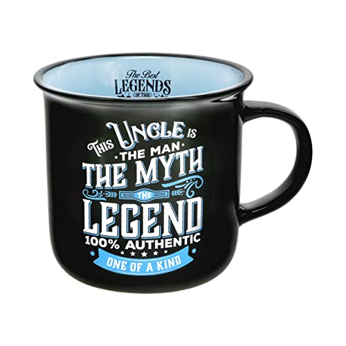 Pavilion Gift Company - Uncle The Legend - Ceramic 13-ounce Campfire Mug, Double Sided Coffee Cup, Uncle Mug, Best Uncle Gifts, 1 Count - Pack of 1, 3.75 x 5 x 3.5-Inches, Black/Blue