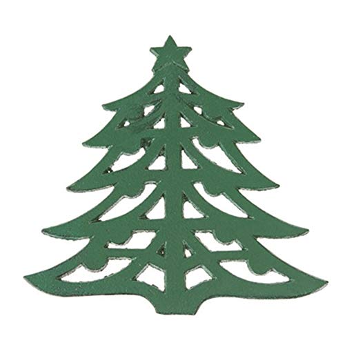 Transpac Green Pine Tree Shaped Cast Iron Trivet, 7"