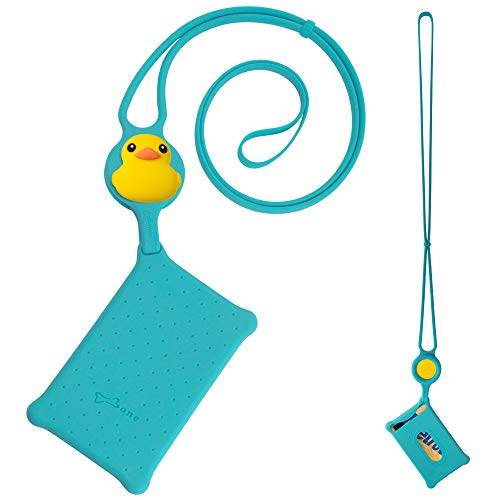 Bone Collection Bone Card Tie, Silicone Lanyard Neck Strap with Card Holder Case for Multi-Purpose Badge Holder, Credit Card, ID Card, Key Card, Key, Gift - Patti Duck (Blue)