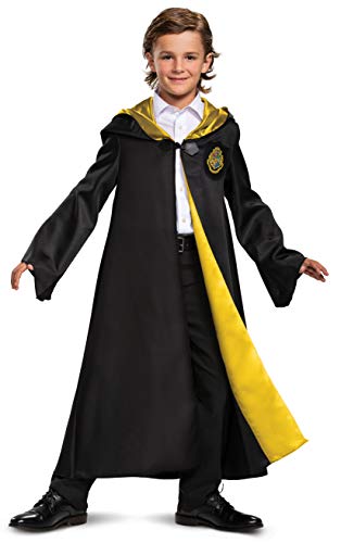 Disguise Harry Potter Hogwarts Robe Deluxe Childrens Costume Accessory, Black & Gold, Medium (7-8)